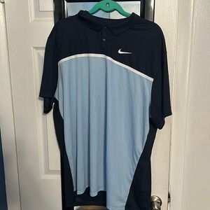 Nike drifit navy and light blue golf polo